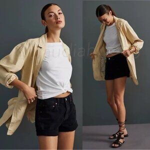 PILCRO - Oversized Linen Blend Blazer in Beige